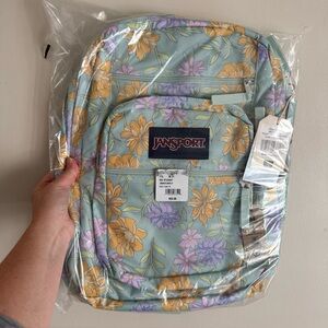 New JanSport Big Student Laptop Backpack Floral Fresh Mint XL Girls Women